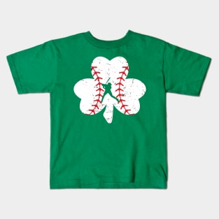 Distressed Shamrock Baseball St Patricks Day Kids T-Shirt